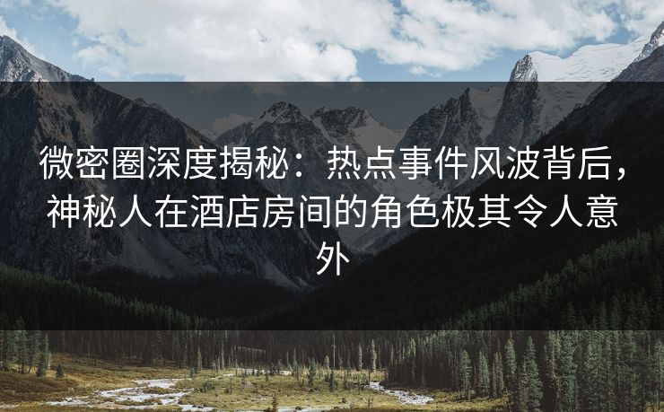 微密圈深度揭秘：热点事件风波背后，神秘人在酒店房间的角色极其令人意外