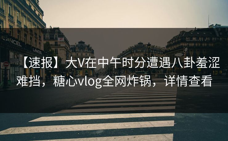 【速报】大V在中午时分遭遇八卦羞涩难挡，糖心vlog全网炸锅，详情查看
